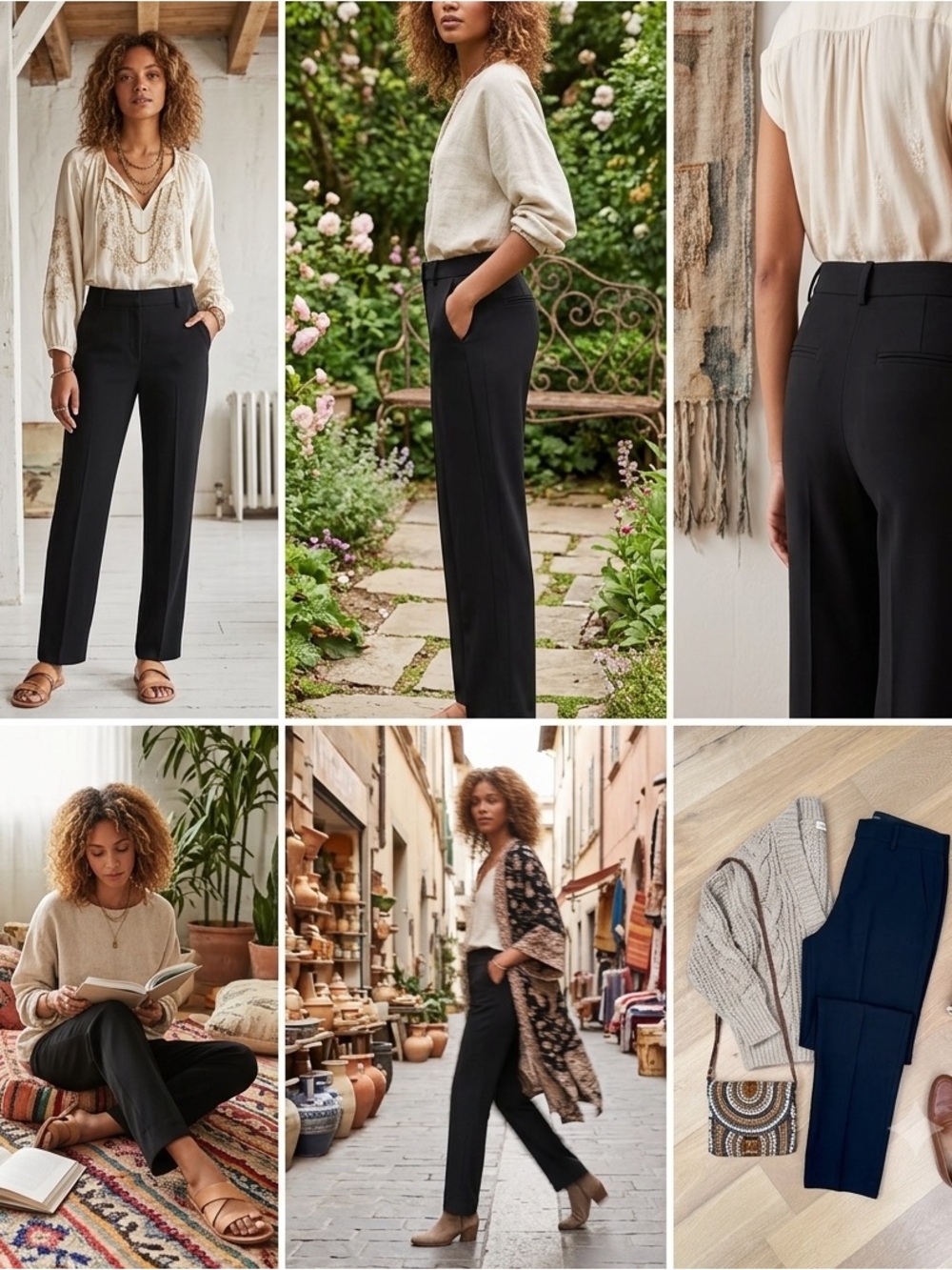 Tahari Tuxedo Stripe Suit Tailored Straight-Leg Low Rise Trousers Pants Black 6